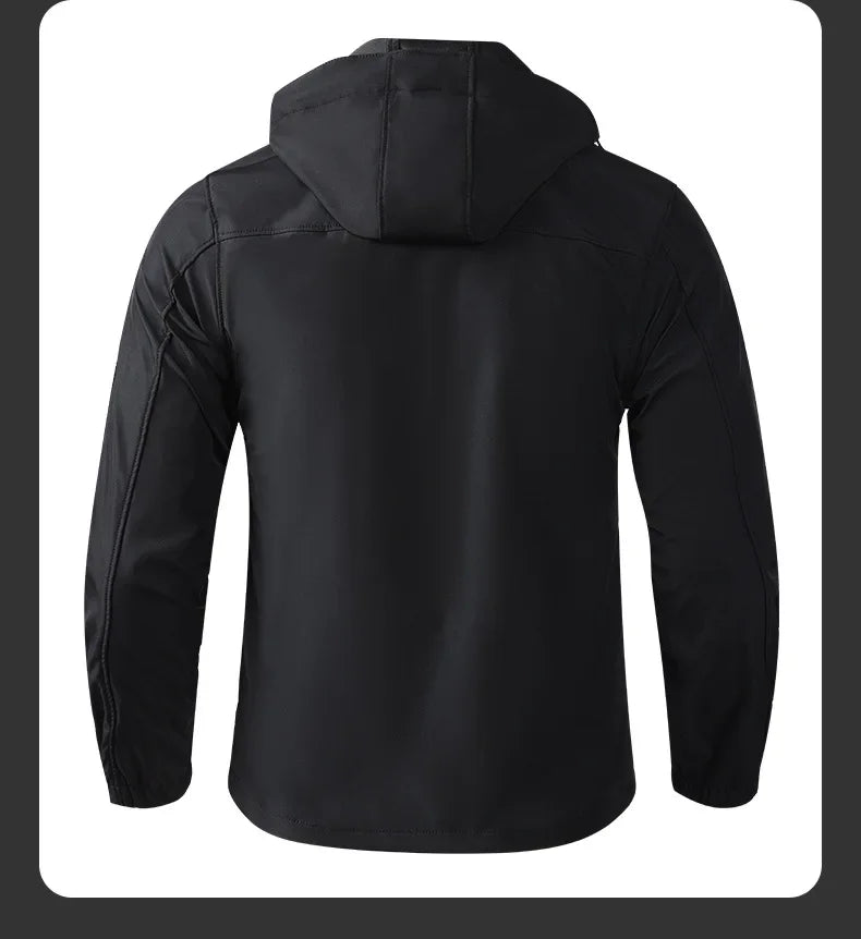 Men's Outdoor Workwear Camouflage Skin Jacket Set Spring Autumn Elastic Wear Resistant Training Clothes with Hood for Climbing