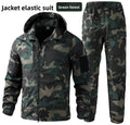 Men's Outdoor Workwear Camouflage Skin Jacket Set Spring Autumn Elastic Wear Resistant Training Clothes with Hood for Climbing